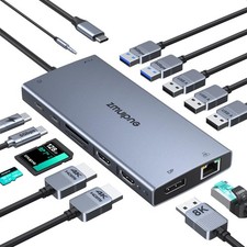 USB C Docking Station Dual Monitor Laptop Docking Station, 15 in 1 Docking St... picture