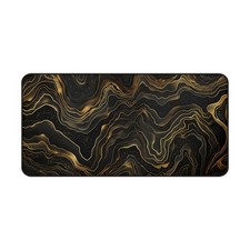 Black Gold Topographic Mouse Pad XL Gaming Desk Mat Non-Slip Neoprene 16x32  picture