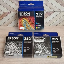 3 Epson 252 Black Cyan Magenta Yellow Ink Cartridge Genuine OEM Sealed 2025/27 picture