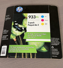 HP 933XL Ink Cartridge 3 Pack Cyan Magenta Yellow Exp 22 Sealed picture