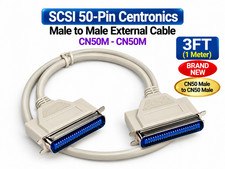 SCSI-1 50-Pin Centronics Male to Male CN50M-CN50M External Molded Cable 3FT picture