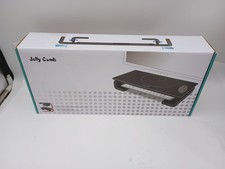JELLY COMB WHITE ADJUSTABLE WIDTH PC MONITOR RISER W/PHONE/TABLET STAND & DRAWER picture