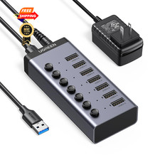 UGREEN Powered USB Hub 3.0, 7-Port Adapter with 4 Smart Charging Grey picture