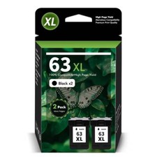 2Pcs 63XL High Yield Black Ink Cartridge for HP DeskJet 3633 3634 3635 3636 picture