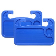 2 Pcs 2 in 1 Car Steering Wheel Tray HDPE Car Food Trays Wheel Under Table, Blue picture