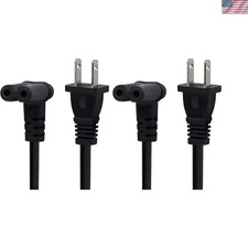 6ft IEC 320 C7 Power Cord - 2 Prong Right Angle & Down Angle - Pack of 2 picture