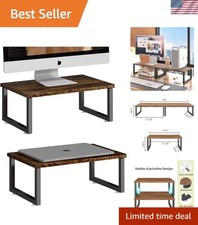 2 Pack Monitor Stand Riser, Wood Desk Storage Organizer for Office Laptop, Co... picture