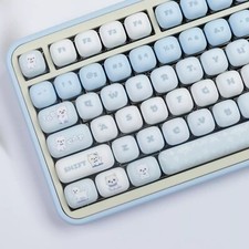 Cute Blue Cat MOG Profile Dye Sublimation PBT Keycap Set Kawaii Keycaps picture