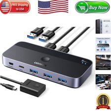 Compact USB 3.0 Switcher for 2 PCs - Share Keyboard, Mouse & More Effortlessly picture