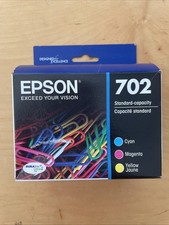 Genuine Epson 702 Ink Cartridges - Cyan/Magenta/Yellow EXP 04/2027 picture
