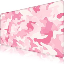 Minimalist Extra Large Desk Mat 31.5x15.7 Non-Slip Mouse Pad Pink Camo Office picture