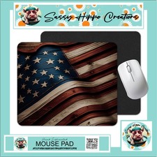 Mouse Pad Rustic American Flag Patriotic Old Anti Slip Back Easy Clean Sublimate picture