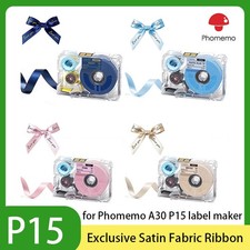Phomemo A30 P15 Exclusive Embellish Black Text Print on Satin Fabric Ribbon 5m picture