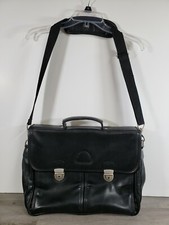 APC Black Leather Executive Briefcase Laptop Shoulder Bag Unisex  picture