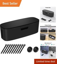 Sleek Black Cable Organizer Box - Perfect for Home & Office Cord Management picture