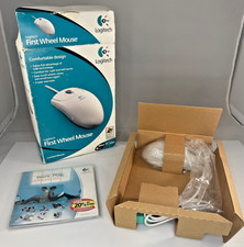 Logitech First Pilot Wheel Mouse USB Wired Mechanical Ball, NOS, open box M-BE58 picture