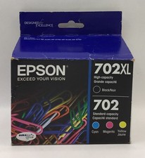 Epson 702XL Black & 702 Color Ink Cartridge 4-Pack Exp 8/26 IMPERFECT BX-SEALED picture