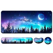 Keyboard Wrist Rest + Mouse Pad with Wrist Support + Desk Mat + Coaster 4 in ... picture