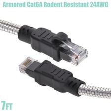 7FT Cat6A RJ45 Network LAN Armored Slim Patch Cable Rodent Resistant 24AWG Gold picture