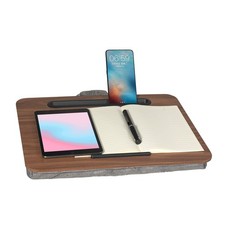 Portable Cushioned Lap Desk with Tablet Slot - Fits up to 16 Laptops, Brown picture