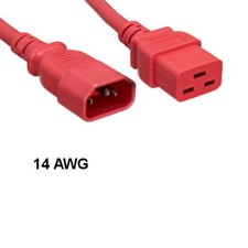 10x Red 10ft Heavy Duty Power Cord IEC-60320 C14 to C19 14AWG 15A/250V PDU UPS picture