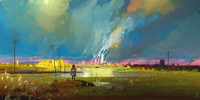 Landscape ismail inceoglu smoke standing alone sky Custom Gaming Mat Desk picture
