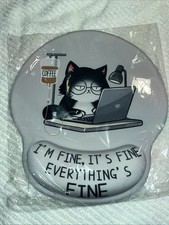 Cat Ergonomic Mouse Pad with Wrist Rest, Gaming Funny Coffee  picture