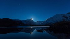 Landscape nature clear sky night snow winter hills lake Custom Gaming Mat Desk picture