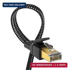 Cat 8 Ethernet Cable 50 ft, Nylon Braided High Speed Heavy Duty Network LAN Patc picture
