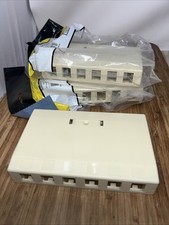 Set Of 3 Hubbell ISB6EI Ivory 6-Port Data Voice Surface Mount Keystone Housings picture