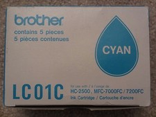 ☀️ 5-Pack GENUINE NEW BROTHER LC01C Cyan Ink Cartridge Tank HC-2500 - EXPIRED picture