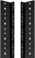 Black 16U Vertical Rack Rails - Stainless Steel Hosting Solution with Hardware picture