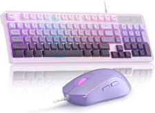 Gradient Purple Creamy Keyboard and Mouse Combo,MageGee GK980 Wired RGB Backlit picture