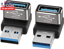 90 Degree USB 3.0 Adapter 2 Pack, (Up and Down) Right Angle USB Type-A Male to F picture