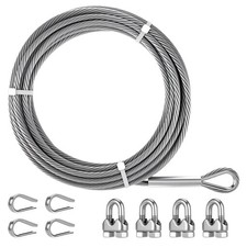 25ft 1/4 Inch Stainless Steel Cable with Loops, 6400lbs Breaking Strength picture