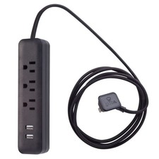 Globe Electric 78249 Designer 3-Outlet USB Surge Protector Power - Black picture