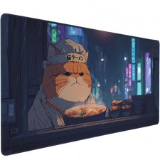 CONCISE Cyberpunk Desk Mat, Color Cyberpunk Ramen Cat, 35.4x15.7 Inch picture