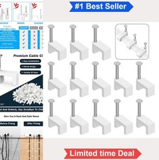 200 Pcs 8mm Cable Clips Nail In Flat Ethernet Wire Wall Mount Cord Organizer picture