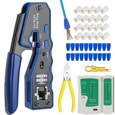 RJ45 Crimp Tool Kit Pass Thru Ethernet Crimper for Cat5e Cat6 Cat6a 8P8C Modular picture