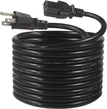 12Ft Computer Monitor Replacement Power Cord -Black Long Standard Pc Replace Ac picture