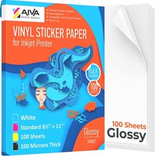 Printable Vinyl Sticker Paper  Waterproof Decal Paper for Inkjet Printer  100... picture