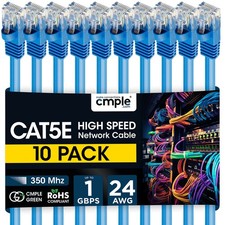 10PCS Cat5e Network Cable 1.5-15ft Ethernet LAN Cord for Gaming & Streaming Blue picture