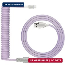 Coiled Keyboard Cable: 1.5M USB-C to USB-A Braided Cord with Detachable Aviator picture