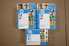 Lot Of 3 New OEM HP Inkjet 1000,1100,1200, 2800 CMM Inks HP 11 C4837A,C4811 picture