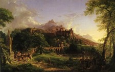Landscape nature painting trees forest clouds thomas Custom Gaming Mat Desk picture
