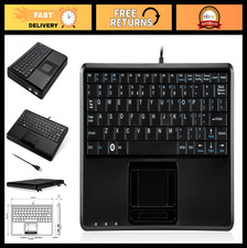 Wired Super Mini USB Touchpad Keyboard, X Type Scissor Keys, 2 USB Hubs, Black picture