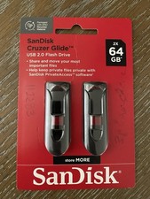 SanDisk Cruzer Glide USB 2.0 Flash Drive 2 Pack 64GB Each 128GB Total Sealed picture