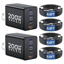 2 Pack 200W USB C Charger Block, Foldable 4-Port GaN5 Super 2 Pack, Black picture