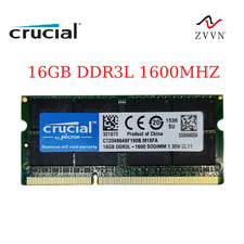 For Crucial 1x 16GB DDR3L 1600mhz PC3L-12800S 1.35V Laptop SODIMM Memory RAM LUS picture