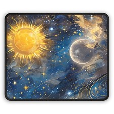 Sun and Moon Celestial Gaming Mouse Pad | Solar Lunar Night Sky picture